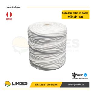Soga driza nylon color blanco de 1/8″