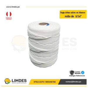 Soga driza nylon color blanco de 3/16″